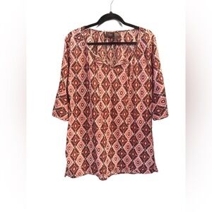 Vibrant Pink and black Boxy Blouse with 3/4 Sleeves